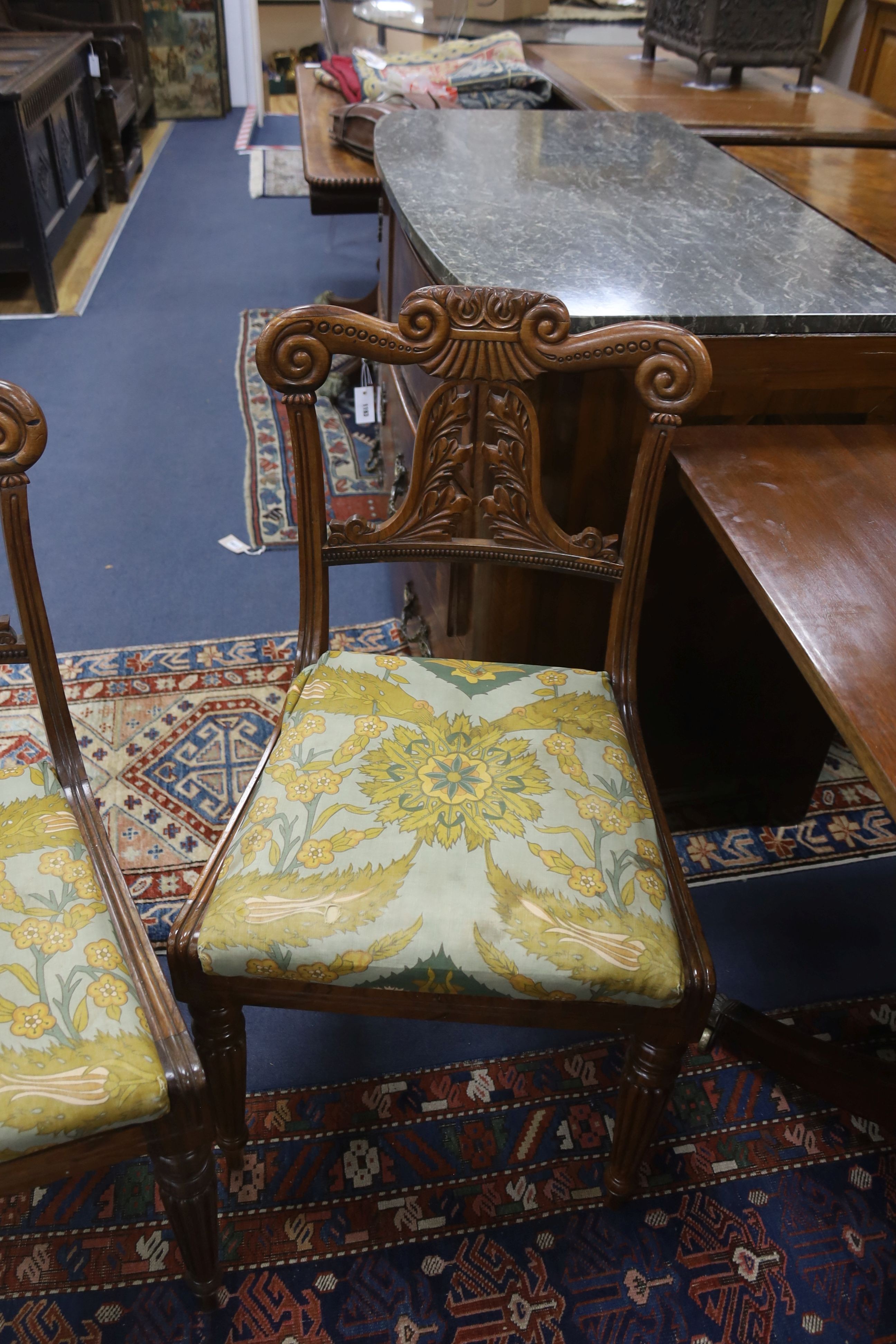 Attributed to Gillows of Lancaster. A set of six Regency rosewood dining chairs